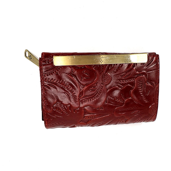 Patricia Nash Wallet Cametti Leather Tooled RFID trifold Cordovan - Picture 1 of 7